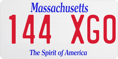 MA license plate 144XG0