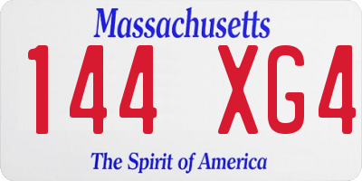 MA license plate 144XG4