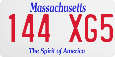 MA license plate 144XG5