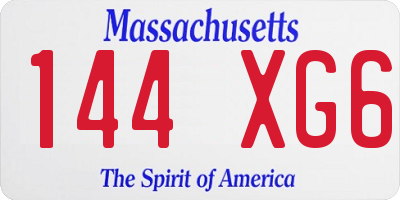 MA license plate 144XG6