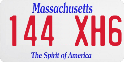 MA license plate 144XH6