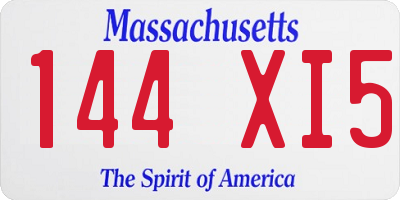 MA license plate 144XI5