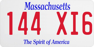 MA license plate 144XI6
