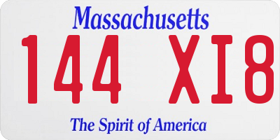 MA license plate 144XI8
