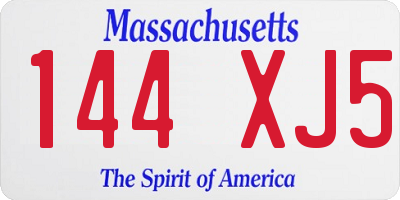 MA license plate 144XJ5