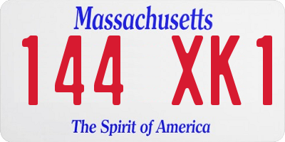 MA license plate 144XK1