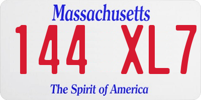 MA license plate 144XL7