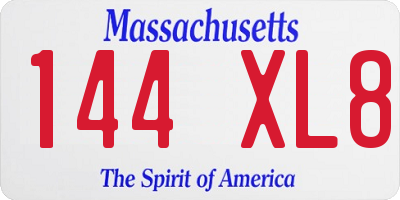 MA license plate 144XL8