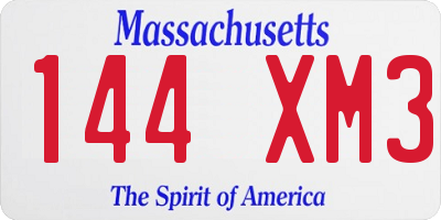 MA license plate 144XM3