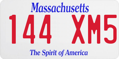 MA license plate 144XM5