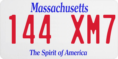 MA license plate 144XM7