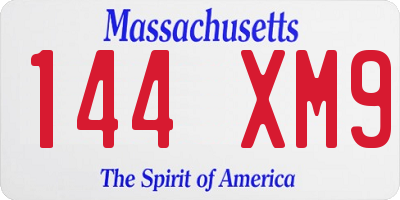 MA license plate 144XM9