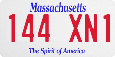 MA license plate 144XN1