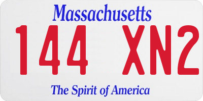 MA license plate 144XN2