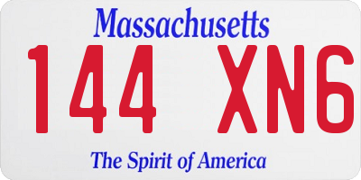MA license plate 144XN6
