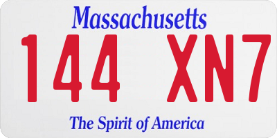MA license plate 144XN7