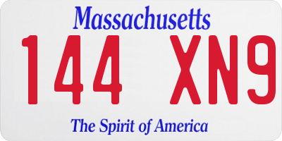 MA license plate 144XN9