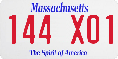MA license plate 144XO1