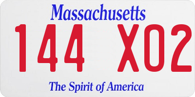 MA license plate 144XO2