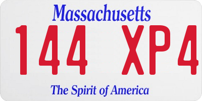 MA license plate 144XP4