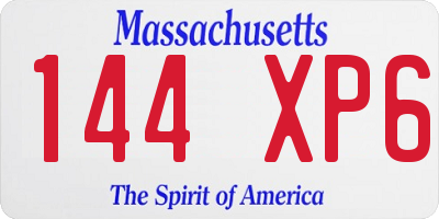 MA license plate 144XP6