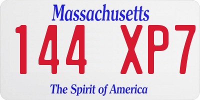 MA license plate 144XP7