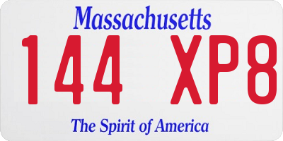MA license plate 144XP8
