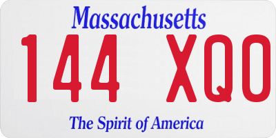 MA license plate 144XQ0