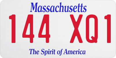 MA license plate 144XQ1