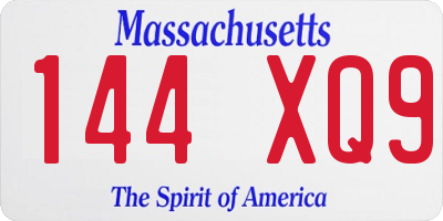 MA license plate 144XQ9