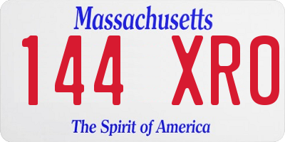 MA license plate 144XR0