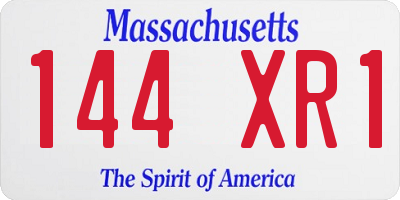 MA license plate 144XR1