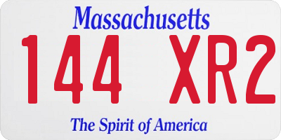 MA license plate 144XR2