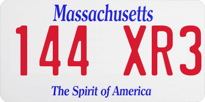 MA license plate 144XR3