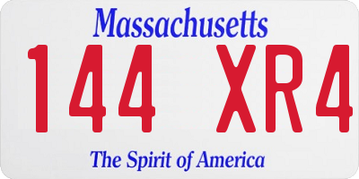 MA license plate 144XR4