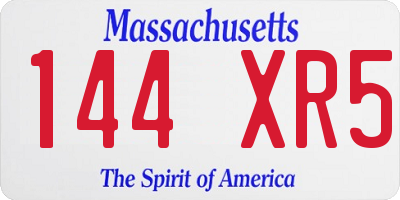MA license plate 144XR5