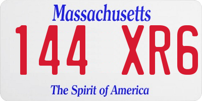 MA license plate 144XR6