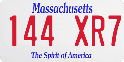 MA license plate 144XR7