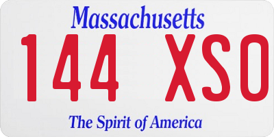 MA license plate 144XS0