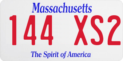 MA license plate 144XS2