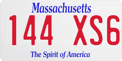 MA license plate 144XS6
