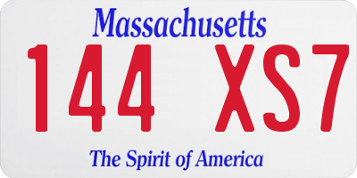 MA license plate 144XS7