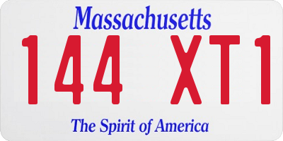 MA license plate 144XT1