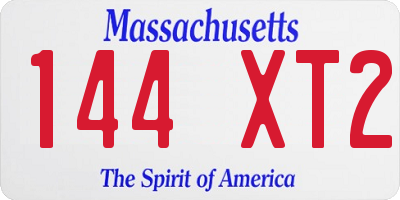 MA license plate 144XT2