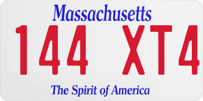 MA license plate 144XT4