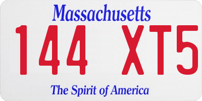 MA license plate 144XT5