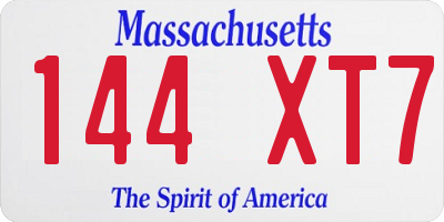 MA license plate 144XT7