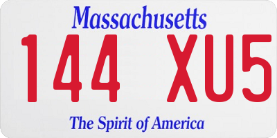 MA license plate 144XU5