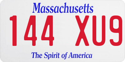 MA license plate 144XU9