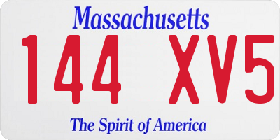 MA license plate 144XV5